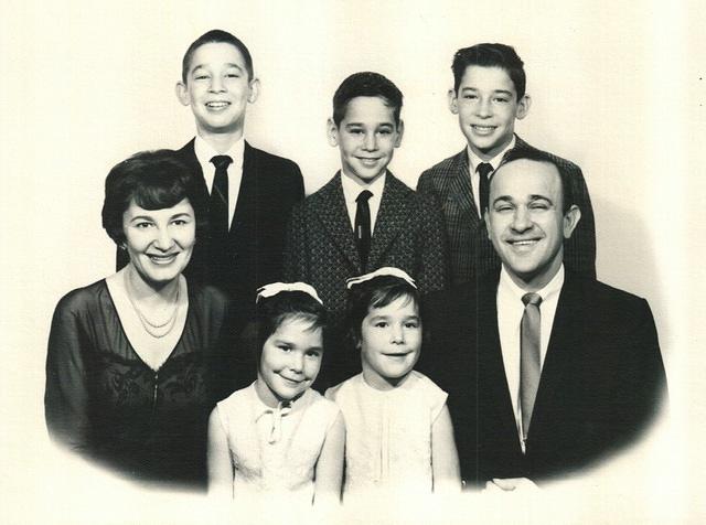 Suzanne and Herb Lieber.  Boys: Mitchel, Robert, and Craig, Twin girls: Francine and Miriam