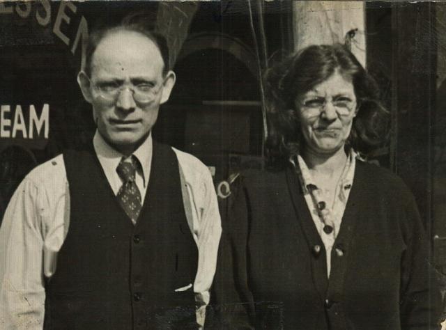 Max & Esther Portnoy in front of their store in KC