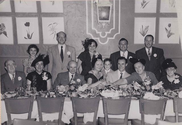 Gerry Jons, Harry & Nat Jons,  ?, Gazer Bleier, Seated: ?, ?, Meir Silverman, Violet Bleier Weiss Silvern, Larry Jons, Josee Silverman and her mother