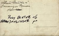 Rozy Bleier and Herman Danzinger wedding portrait (back)