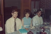 Herb Siegel, Linda Tulchinsky Siegel, Herb's brother, (Morris Ritz in the photo in the background) Pessach Passover Seder