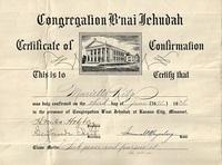 Marietta Ritz Cohn, Confirmation Certificate, 1938