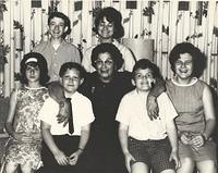 Marvin Cohen, Libby Cohen Needle.  Second Row:  Sheila Stolov, Jack Cohn, Esther Baellow Wolfson, Harvey Cohen, and Merriam Baellow Sukkienik