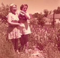 Mildred Galitzky Shulman and ? in their backyard on 93rd street