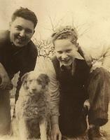 Unknown and Melvin Cohn, dog