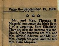 Bat Mitzvah announcement - Sara Magariel