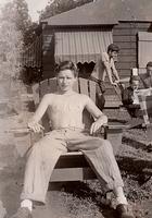 Joe Raskin in front of Admin Bldg, Round Lake, IL - August 1940 - front