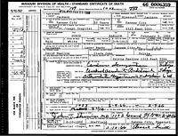 Rubin Ruby Baellow Death Certificate