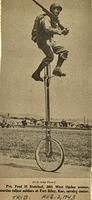 Fred Steinlauf blindfolded bike, bicycle, unicycle, Fort Riley, KS 1943