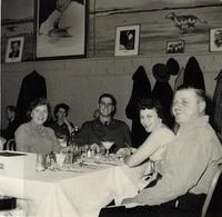 Marvin Steinlauf home on leave from army with Myrna, Esther, and Dave, 1956