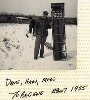 Dave David, Harvey, and Marvin Steinlauf tobagging sledding, 1955