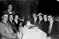 Dave, Dorothy Wegner Steinlauf, Fred (standing), Sophie Bernstein Steinlauf (?). Second side: Joe, Minnie Pozen Steinlauf, Blanche Becker Steinlauf, Cal Colman Steinlauf