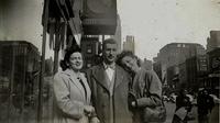 Mimi, Eli, and Blanche Becker Steinlauf in Manhattan, NY at the Hotel New Yorker, May 1946.