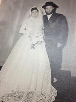 Wedding portrait of Zev (Volvie) & Miriam Strohli, 1955