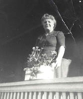 Ella Bogart in front of Edith's home at 3931 Walrond