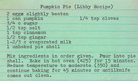 Pumpkin Pie (Libby Recipe)