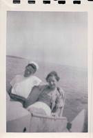 Joe and Florence Flo Weiss Rosof boating at Jones Beach 1953