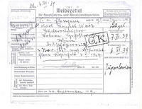 Karl Koppel Weisz Meldezettel (Residence Registration Form)