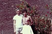 Marcus and Flo Weiss Rosof in backyard, Brooklyn