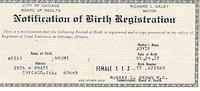 Naomi Weiss Cohn Birth Registration