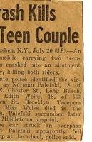 Crash Kills Teen Couple. Norman Palefski and Rivka Edith Weiss