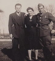 Louis Cohn, Esther Baellow Wolfson, and Frank Ortiz a close friend of the family