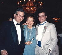 Abe Ribakoff, Shirley Tupler Ribakoff, and David Zev Ribakoff at the wedding of Caroline Ribakoff and Craig Preston (divorced) on Nov 30, 1986.