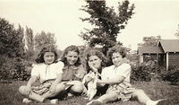 Bertie Cohn Levin, two neighborhood friends, & Hike Cohn Schulman. 1937