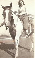 Fannie Cohn Cohen on Morris Baellow's horse, Tony. Sept 7, 1941