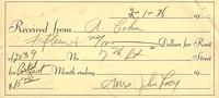 Abe Cohn $15 check for partial rent