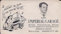 Louis Cohn Imperial Garage Business Card