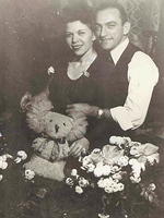 Fannie Cohn Cohen and Sammy, Before wedding, Nov 9, 1945.  See notes.