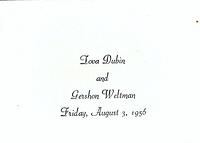 Tova Dubin and Gershon Weltman, Aug 3, 1956