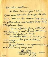 Letter from Sammy and Fannie Cohn Cohen to Arnold and Shirley Cohn Levine