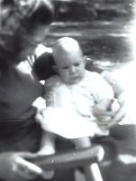 Fannie Cohn Cohen holding Linda Tulchinsky Siegel, 1947