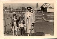 1949 - Thelma Hecht Clutz w Larry Clootz and Marcia Clutz Tropp, Soo Locks, MI