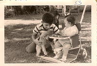 Larry Clootz & Linda Clutz Cohn w Ginger, 1953