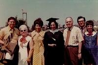 Les Cohn, Ella Bogart Clutz Goldstein, Thelma Hecht Clutz, Marcia Clutz Tropp, Ted Clutz, Larry Clootz, Barbara Solomon Clootz at Marcia's Graduation from Avila, 1972