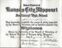 Thelma Hecht Clutz High School Diploma 1936