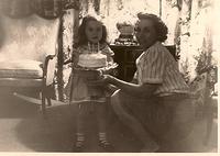 Linda Clutz Cohn & Thelma Hecht Clutz at Linda's 3rd Birthday, 1954