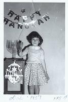 Linda Clutz Cohn at Sunday School, Chanukah 1957