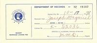 Joe Magariel and Thelma Hecht Clutz - Marriage License Fee Receipt, 1978