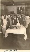 Cake cutting at Fannie and Sammy Cohen's wedding, Nov 18, 1945