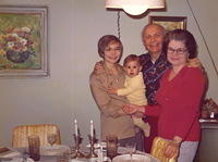 Linda holding Adam Siegel, Morris and Eva Cohn Tulchinsky