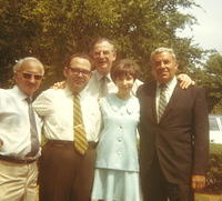 J Schulman and Linda Tulchinsky Siegel and three unknown men