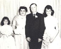 Wedding of Goldie Ribakoff & Wolf Gurvitz w Ruchel Gurvitz on the left and Nasha Gurvitz on the right, March 24, 1963