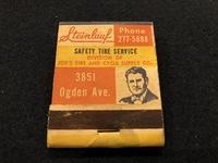 Steinlauf Safety Tire Service Matchbox matchbook match. See notes.