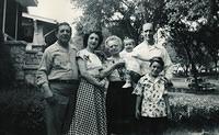 Morris and Bala Baellow,  Esther and Max Levinson and kids Rita and Larry. Kansas City, Mo, 1948