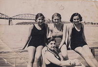 Violet Bleier Weiss Silvern swimming w friends in Zenta, Yugoslavia, 1935