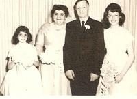 Wedding of Goldie Ribakoff to Wolf Ribakoff, Ruchel Gurvitz on the left and Nasha Gurvitz on the right, March 24, 1963